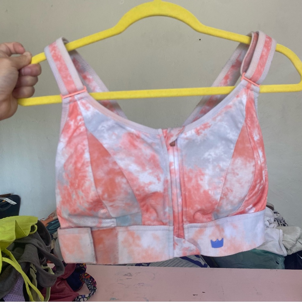 SHEFIT Coral Pink Tie-Dye High Support Sports Bra